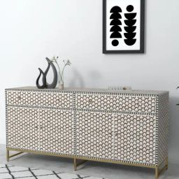 Casagold Black Large Bone Inlay Targua Sideboard-16