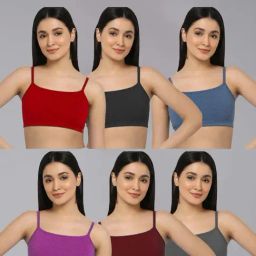 AROUSY Red & Blue Cotton Beginner's Bra - Pack Of 6-image-88