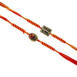 Aapno Rajasthan Om & Krishna Enameled Set of 2 Rakhi image 4
