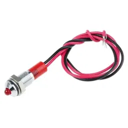 RS PRO Red Panel Mount Indicator 12V DC, Mounting Hole Size 6 mm, Termination Type Lead Wires, IP Rating IP67, Model No 7227785-44