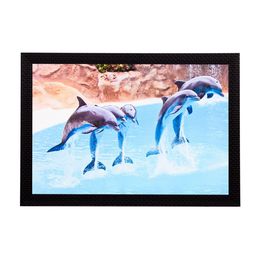 eCraftIndia Blue & Brown Dolphins UV Wall Painting-image-2