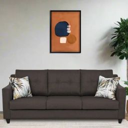 Febonic Caspa Brown Neem Wood Welly 3 Seater Sofa-image-2