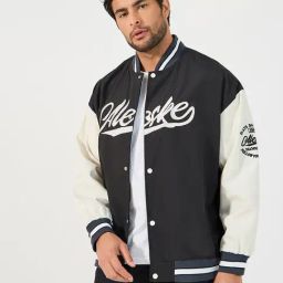 Styli Black Polyester Mandarin Collar Printed Jackets-picture-48