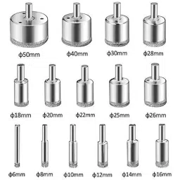 uptodatetools Hole Saw Cutter Drill Bit Set Masonry Round 6 to 50 mm Dia. Range Silver (Set of 15 Pcs) image 2