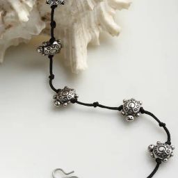 Panash Oxidized Silver Plated Tortoise Shaped Handcrafted Thread Anklet-image-53