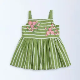 Utsa Kids by Westside Green Striped Cotton Ethnic Top-picture-34