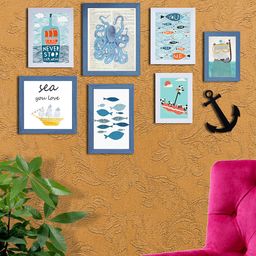 Art Street Set Of 7 White & Blue Photo Frames-28