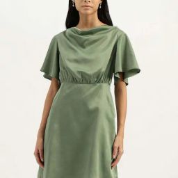 United Colors of Benetton Green A-Line Dress-image-5