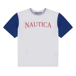Nautica Boys Brand Logo Printed Pure Cotton Oversized T-shirt-image-87