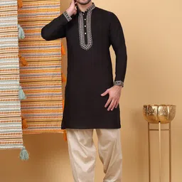 KRAFT INDIA LUXE Men Ethnic Motifs Embroidered Regular Thread Work Kurta with Salwar-picture-27