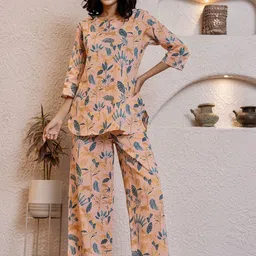 FEATHERS CLOSET Printed Cotton Tunic With Palazzo Co-Ords-picture-4