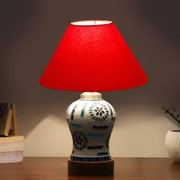 Aura Red Glass Traditional Abstract Shaped Table Lamp-6