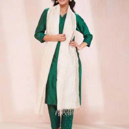 Fabindia Off-White Woven Pattern Dupatta-picture-11