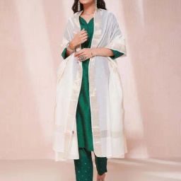Fabindia White Woven Pattern Dupatta-picture-7