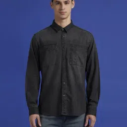 Pepe Jeans Black Cotton Regular Fit Denim Shirt-picture-32