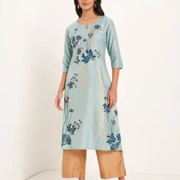Rangmanch By Pantaloons Blue Regular Fit Printed Kurta-picture-1