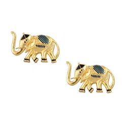 House of Pataudi Men Gold-Plated Textured Enamel Detail Cuff Links-image-95