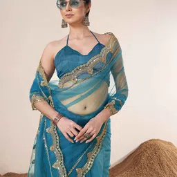 Tikhi Imli Sequinned Net Saree image 4