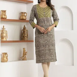 KANNAHI Women Floral Printed Gotta Patti Indie Prints Pure Cotton Kurta-24