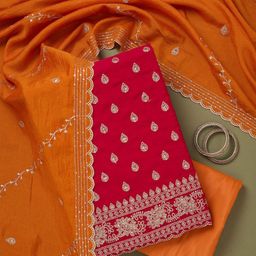 Koskii Raw Silk Unstitched Dress Material-image-76