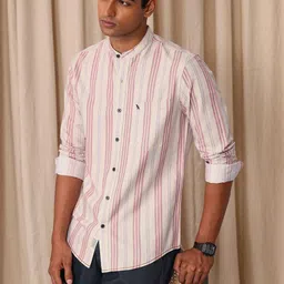 Mr Bowerbird Men Premium Striped Pure Cotton Casual Shirt-picture-8