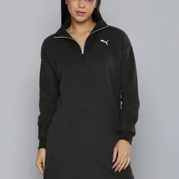 Puma HER Winterized Half Zipper Solid Longline Relaxed Fit Pullover Sweatshirt-picture-24