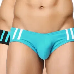 BASIICS by La Intimo Sky Blue & Black Striped Briefs (Pack of 2)-picture-16