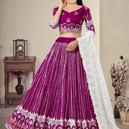 F Plus Fashion Purple Net Lehenga Choli-picture-18
