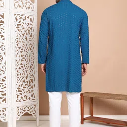 Anouk Men Embroidered Regular Sequinned Kurta with Pyjamas image 5
