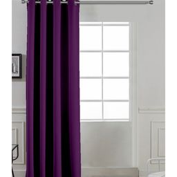 Divine Casa 7 Feet Super Satin Solid Semi Blackout Door Curtains With Metal Grommet - Dark Purple-image-56