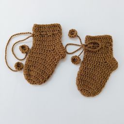 Little Peas Pair Of Solid Handmade Knitted Woollen Socks - Brown-image-58