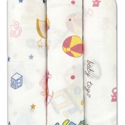 Trance Home Linen Super Soft Cotton Malmal Swaddle Cloth Pack of 3 - Multicolour-image-75