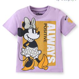 Babyoye Disney 100% Cotton Knit Half Sleeve T-Shirt with Minnie Mouse Graphics - Purple-image-70