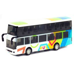 Sanjary Double Decker Bus Toy for Kids, Die Cast Alloy Pull Back Vehicles, Metro Electric Bus with Sounds and Lights,Toys color design may vary-28