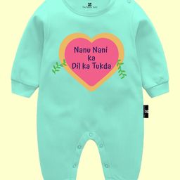 The Peppy Tend 100% Cotton Full Sleeves Nanu Nani Ka Dil Ka Tukda Text Printed Romper - Sea Green-image-95