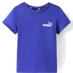 PUMA Cotton Knit Half Sleeves T-Shirt with Brand Logo Print - Blue-image-75
