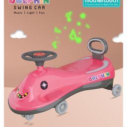 Mothertouch Dolphin Swing Car 5 Melodious Music Durable ABEC Bearing Smooth Wheel Rideon Twister Magic Car for Kids - Pink-11