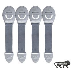 Kids Station Furniture Safety Locks for Baby Safety - Strong and Adhesive Child/Toddler/Infants Safety Locks for Drawers, Cabinets, Fridge and Cupboard - Baby Proofing Product - Pack of 4 (Grey)-27