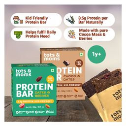 Tots & Moms Natural Protein Bars - Choco flavored Dates, Nuts & Cranberries, Pack of 2 | 3.5g Protein per Bar | Rich in Antioxidants & Fiber | Free from Refined Sugar & Preservatives | (25g X 6) 150g - Each-28