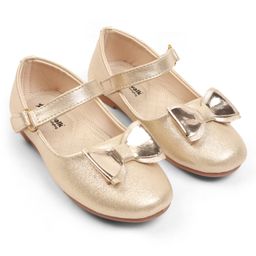Cute Walk by Babyhug Velcro Closure Ballerina With Bow Applique - Golden-picture-33