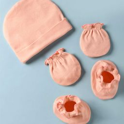 Ben Benny Interlock Knit Solid Color Cap Mitten & Booties Set Pink - Diameter 11 cm-picture-18