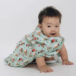 THE PLUSH CLUB Bamboo Baby Animals Designed Hooded Towel - Blue-picture-15