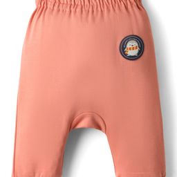 Ollypop Interlock Knit Full Length Diaper Leggings With Penguin Patch - Coral-image-46