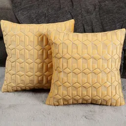 TANLOOMS Set Of 5 Yellow Velvet Square Cushion Covers-image-50