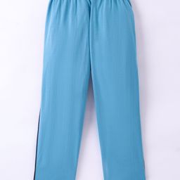Taeko Single Jersey Full Length Lounge & Track Pant with Text Print - Blue image 2