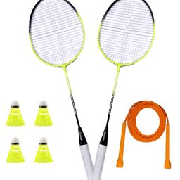 CLOVERBYTE Booster Set Of 2 Badminton With 4 Nylon Shuttle and Pencil Skipping Rope -Multicolour image 3