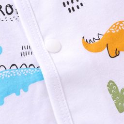 Doreme Interlock Knit Full Sleeves Dino Printed Front Open Vest - White image 3