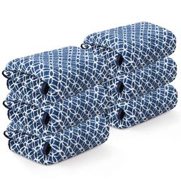 Kuber Industries Blue & White 6-Pcs Printed Microfiber 280 GSM Ultra Absorbent Face Towels-67