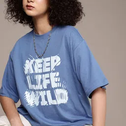 The Roadster Life Co. Typography Printed Drop-Shoulder Pure Cotton Oversized T-shirt-image-71