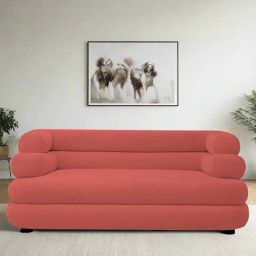 Febonic Salmon Pink Neem Wood Wener 2 Seater Sofa-image-75